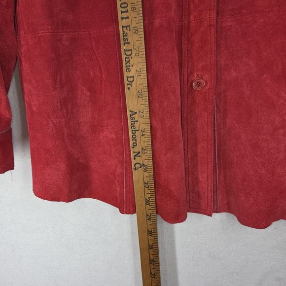 Vtg Nygard Collection Leather Shirt Jacket 16 Petite Womens Red Button Up - Picture 4 of 15
